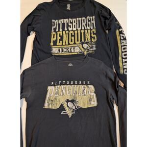 Y2K Set Of 2 Official NHL Pittsburgh Penguins Long sleeve shirts M Distressed